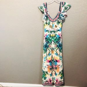 Flying Tomato V-Neck Cold Shoulder Print J…